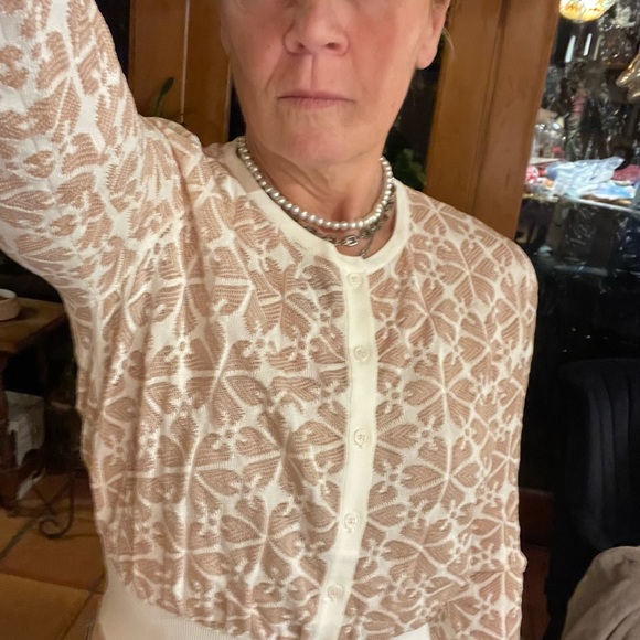 Alexander McQueen Elegant Lace Button-Up sweater- Cream and tan - Picture 8 of 8